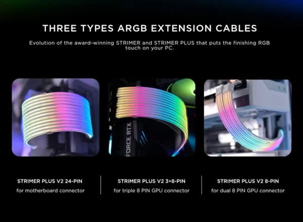 Lian Li Strimer Plus V2 24-Pin Extension Cable 220mm Lian Li Strimer Plus V2 24-Pin Extension Cable 220mm