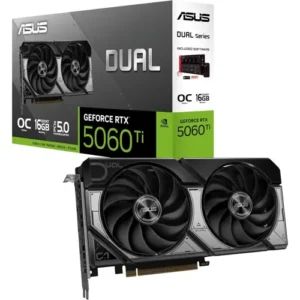 Asus Dual GeForce RTX 5060 Ti 16GB GDDR7 OC Edition (PCIe 5.0, 16GB GDDR7, DLSS 4, HDMI 2.1b, DisplayPort 2.1b, 2.5-Slot Design, Axial-tech Fan Design, 0dB Technology, and More)