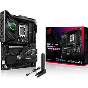 Asus Rog Strix Z890-F Gaming WiFi ATX Motherboard, LGA 1851 Intel Core Ultra Series 2 Ready, 16+1+2+2 Power Stages, DDR5 Slots, PCIe 5.0 w/ Full Support for Next-Gen GPUs, Five M.2 Slots, WiFi 7, AI Overclocking, AI Networking II