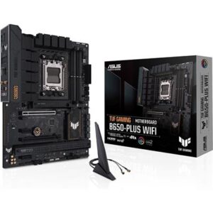Asus Tuf Gaming B650-Plus Wifi AMD B650 AM5 Ryzen Desktop 9000 8000 and 7000 ATX Motherboard, 14 Power Stages, PCIe 5.0 M.2, DDR5 Memory, WiFi 6 and 2.5 Gb Ethernet, USB4 Support Aura Sync