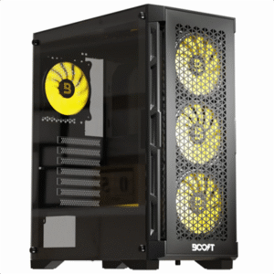 Boost Enclosure Pro Series P300 Black Mid-Tower ATX Gaming Case with 4 ARGB Fans