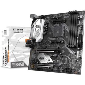 Colorful CVN B450M Gaming V14 Micro ATX Motherboard (AMD Ryzen AM4, Dual Channel DDR4, M.2 Slots, USB 3.1 Gen, PCIe 3.0, HMDI/DVI, SATA 6Gb/s, Computer Motherboard)