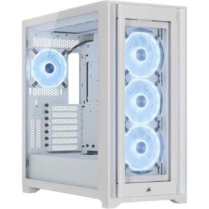 Corsair iCUE 5000X RGB QL Edition Mid-Tower Case - True White (Four Corsair QL120 RGB Fans, Included Corsair iCUE Lighting Node CORE, Easy Cable Management, 136 Total RGB LEDs)