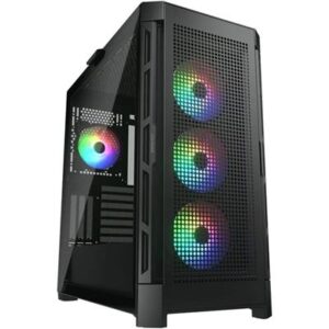 Cougar Duoface Pro RGB Gaming Mid Tower Case Supporting 390mm Graphics Card with Controller, Four RGB Fans and Two Distinct Front Panels Included (Mesh and Tempered Glass) - Black