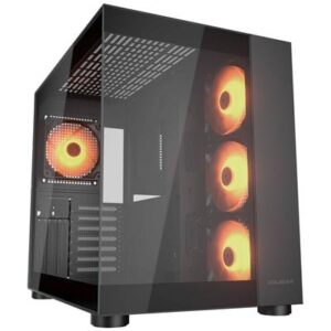 Cougar FV150 RGB Gaming Case Mid Tower, Up to 400mm GPU Supported, Pre-Installed Fans 3x120mm ARGB M/B Side and 1x120mm ARGB Rear, Black