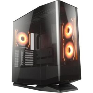 Cougar FV270 RGB MidTower E-ATX Case, 420mm GPU Supported, Build-In ARGB PWM Fans, Breathe Streams, Prism of Light, RGB Hub, Filter Guard, Tool-Less Bracket, Center Stage, Cable Management - Black