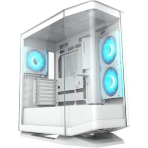 Cougar FV270 RGB Mid-Tower E-ATX Case, 420mm GPU Supported, Build-In ARGB PWM Fans, Breathe Streams, Prism of Light, RGB Hub, Filter Guard, Tool-Less Bracket, Center Stage, Cable Management - White