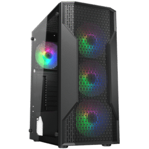 Cougar MX110 RGB Mid-Tower ATX Gaming Case, 4x RGB Fans, Up to 240mm Radiator - Black