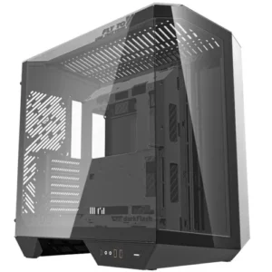 DarkFlash DY470 Full-Tower ATX Gaming PC Case, Back Plug-in Motherboard, Dual-Chamber, Panoramic Glass, Up to 2xx 360mm Radiators, RTX 40 Compatible - Black