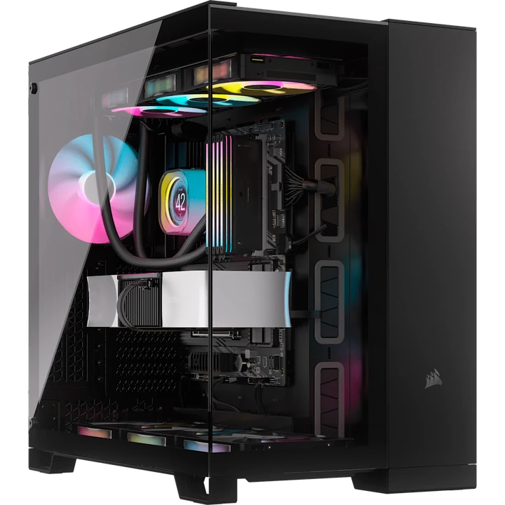 Black dual chamber gaming PC