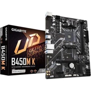 Gigabyte B450M K AMD AM4 microATX Motherboard, GbE LAN, Bandwidth Management, ​PCIe Gen3 x4 M.2, Anti-Sulfur Resistor Design​