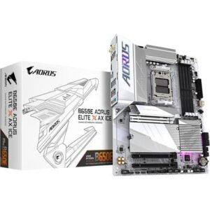Gigabyte B650E Aorus Elite X AX Ice AM5 LGA 1718 AMD B650 ATX Motherboard, DDR5, 3X M.2, PCIe 5.0, USB 3.2 Gen2X2 Type-C, WiFi 6E, 2.5GbE LAN, Q-Flash Plus, EZ-Latch Plus
