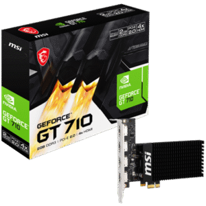 MSI Gaming GeForce GT 710 2GB GDRR3 64-bit HDCP Support DirectX 12 Heat Sink Low Profile Graphics Card, 4x HDMI 1.4a