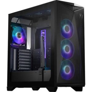 MSI MPG GUNGNIR 300R Airflow Mid-Tower PC Case - E-ATX Capacity, 4x 120 mm ARGB Fans with Hub Controller, Vertical GPU Support & Stand, Dust Filters, Cable Routing, USB Type-C (20Gbps), Black