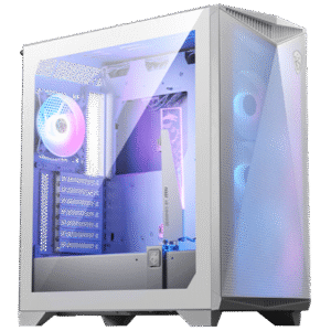MSI MPG GUNGNIR 300R Airflow White - Premium Mid-Tower Gaming PC Case, Tempered Glass Side Panel, ARGB 120mm Fans, Liquid Cooling Support up to 360mm Radiator - White Color Case