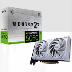 MSI GeForce RTX 5060 8G Ventus 2X OC White Graphics Card, 8GB GDDR7, PCIe 5.0, Dual Fan Thermal Design, HDMI 2.1b, DisplayPort 2.1b
