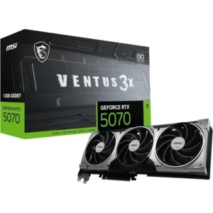 MSI Gaming RTX 5070 12G Ventus 3X OC Graphics Card (12GB GDDR7, 192-bit, Extreme Performance: 2557 MHz, DisplayPort x3 2.1a, HDMI 2.1b, NVIDIA Blackwell Architecture)