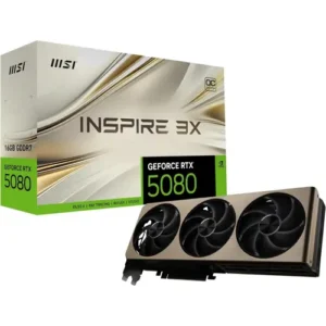 MSI Gaming RTX 5080 16G Inspire 3X OC Graphics Card (16GB GDDR7, 256-bit, Extreme Clock 2640 MHz, DisplayPort x 3 2.1a, HDMI 2.1b, NVIDIA Blackwell Architecture)