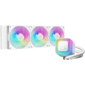 DeepCool LE360 WH V2 Liquid CPU Cooler, 360mm Radiator, 3x 120mm Pre-Installed ARGB Fan, 2100 RPM Fan Speed, 75.89 CFM Fan Airflow, Hydro Bearing Type, Anti-Leak Technology, White